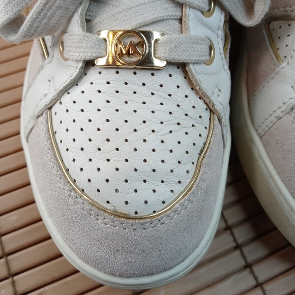 Michael Kors women's sz 9M high top sneaker boots. Perforated white leather and - Picture 7 of 11